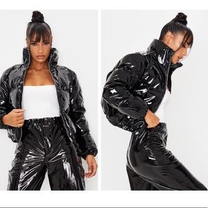 Pretty Little Thing Cropped Vinyl Puffer Jacket